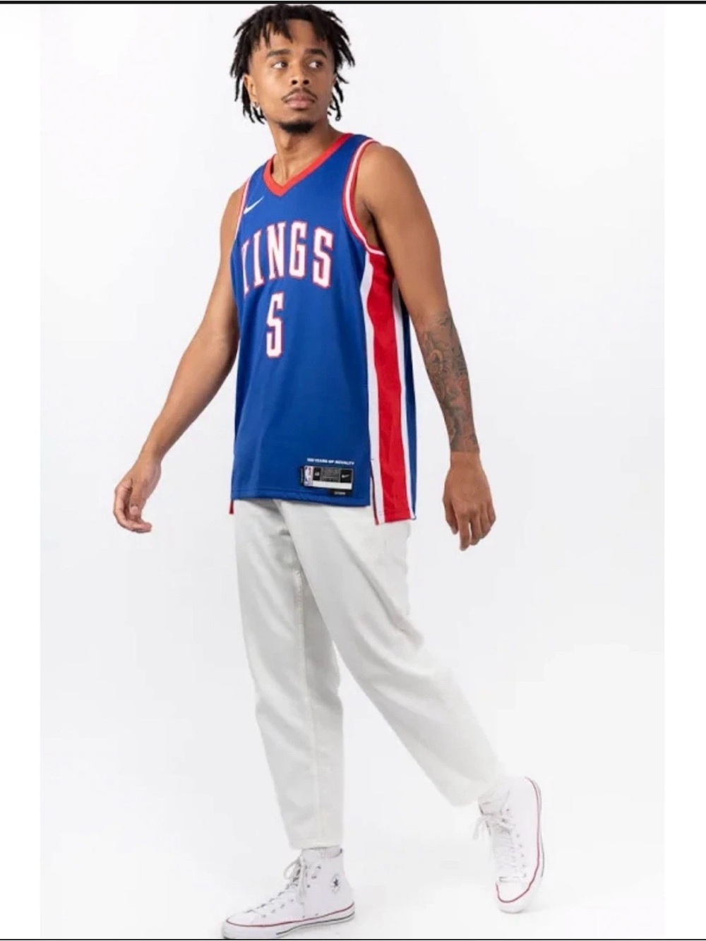 NBA Kings #5 Royal Blue & Red Men’s Basketball Jersey